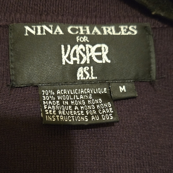 Vintage Kasper Purple/Brown Cardigan Sweater P2P 21 LG 54 - Picture 2 of 7